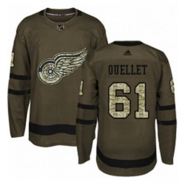 Youth Adidas Detroit Red Wings 61 Xavier Ouellet Premier Green Salute to Service NHL Jersey