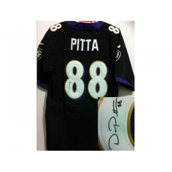 Nike Baltimore Ravens 88 Dennis Pitta Black Elite Signed NFL Jersey