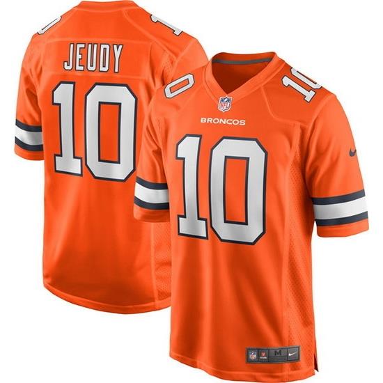 Men Denver Broncos 10 Jerry Jeudy Orange Game Stitched Jersey