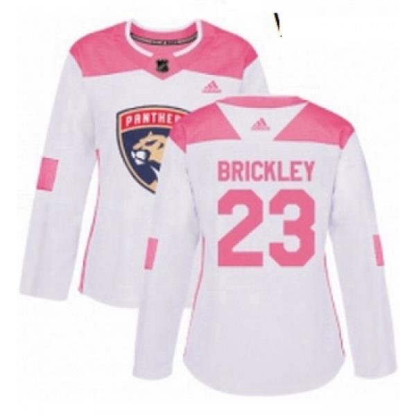 Womens Adidas Florida Panthers 23 Connor Brickley Authentic WhitePink Fashion NHL Jersey