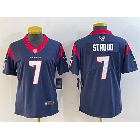 Women Houston Texans 7 C J  Stroud Navy Vapor Untouchable Limited Stitched Jersey