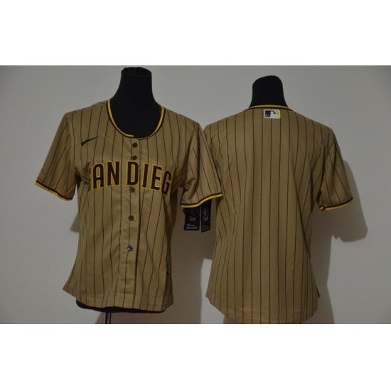 Women Padres Blank White BroWn Cool Base Women Jersey