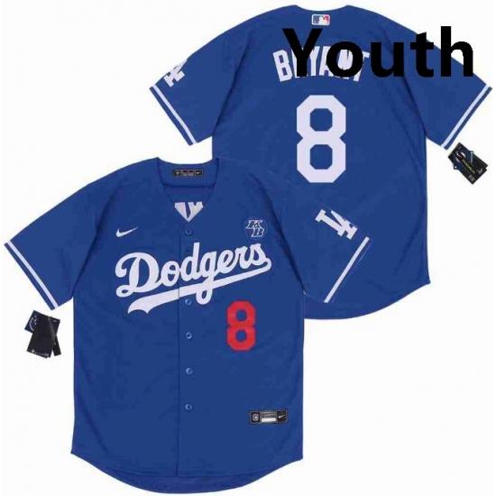 Youth Dodgers 8 Kobe Bryant Blue Cool Base Stitched MLB Jersey