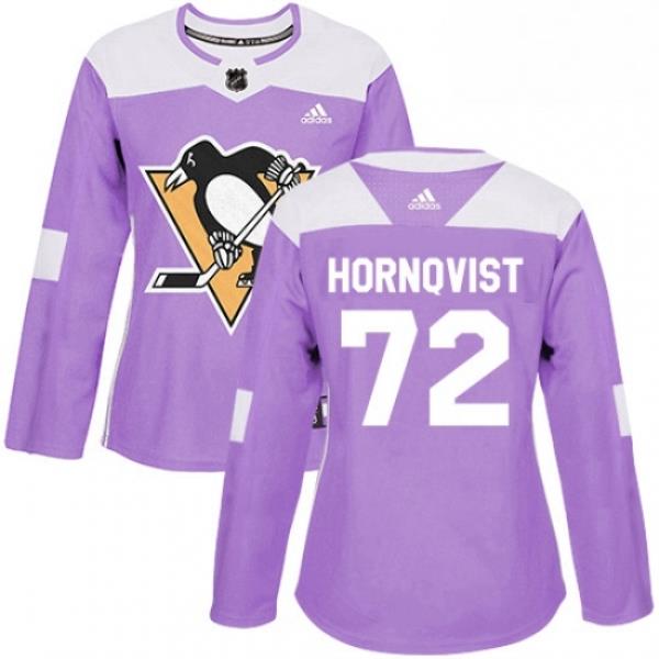 Womens Adidas Pittsburgh Penguins 72 Patric Hornqvist Authentic Purple Fights Cancer Practice NHL Jersey