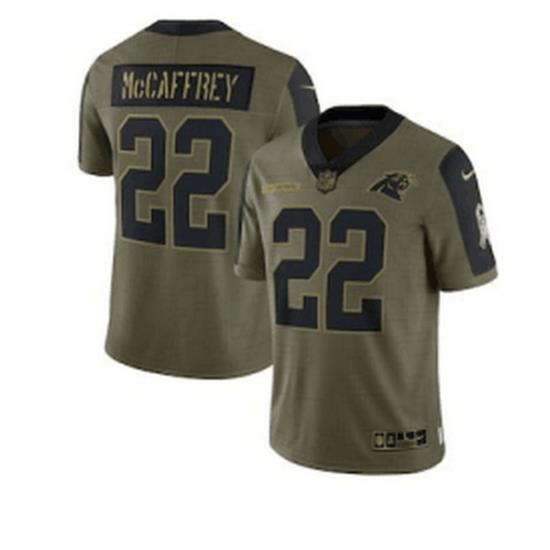 Youth Carolina Panthers 22 Christian McCaffrey Nike Olive 2021 Salute To Service Limited Player Jersey