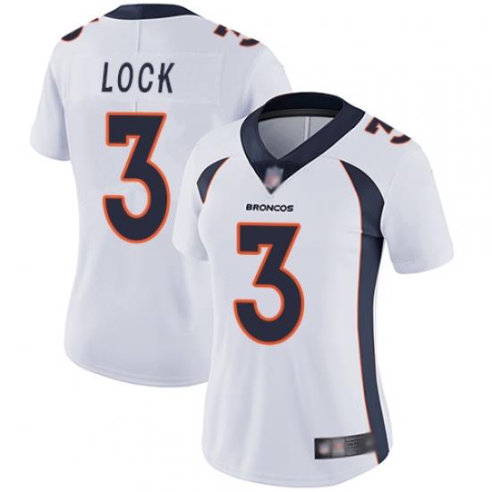 Broncos 3 Drew Lock White Women Stitched Football Vapor Untouchable Limited Jersey