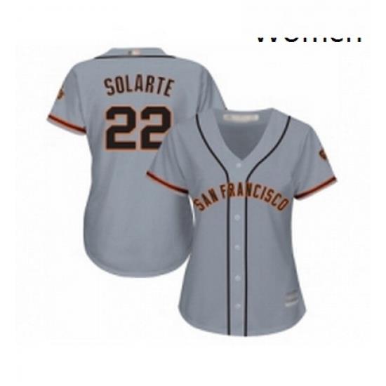 Womens San Francisco Giants 22 Yangervis Solarte Replica Grey Road Cool Base Baseball Jersey
