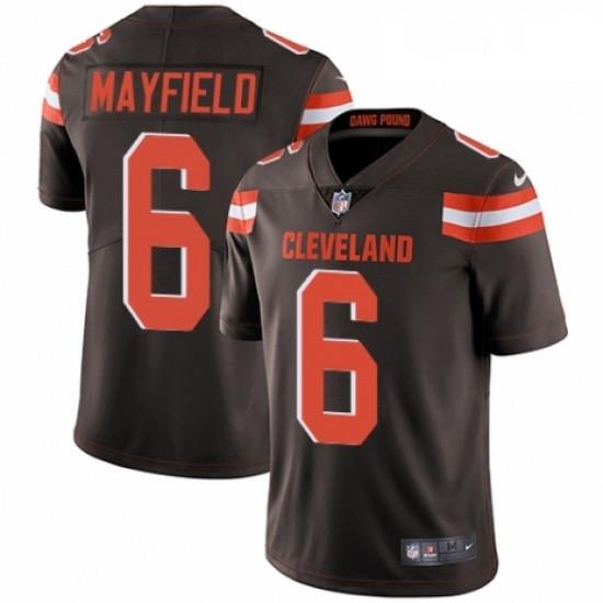 Mens Nike Cleveland BroWns 6 Baker Mayfield BroWn Team Color Vapor Untouchable Limited Player NFL Jersey