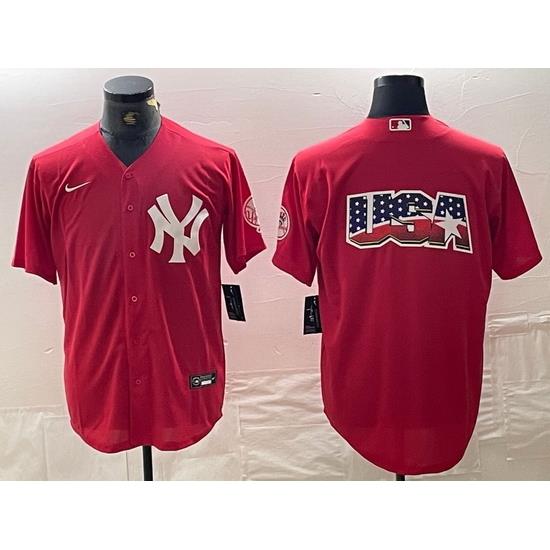 Men NeW York Yankees Big Logo Red Cool Base Stitched Baseball Jersey 21