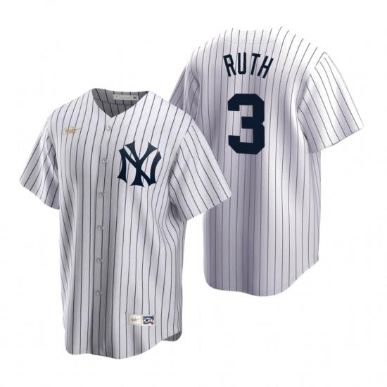 Mens Nike NeW York Yankees 3 Babe Ruth White CooperstoWn Collection Home Stitched Baseball Jerse