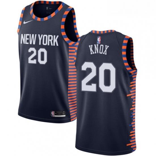 Mens Nike New York Knicks 20 Kevin Knox Swingman Navy Blue NBA Jersey 2018 19 City Edition