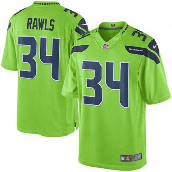Nike Seahawks #34 Thomas Rawls Green Mens Stitched NFL Limited Rush Jersey