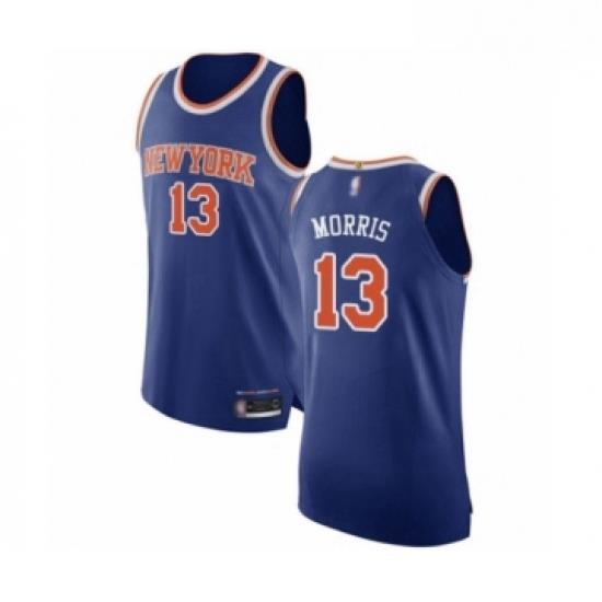 Mens New York Knicks 13 Marcus Morris Authentic Royal Blue Basketball Jersey Icon Edition