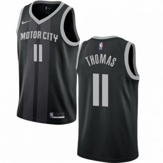 Mens Nike Detroit Pistons 11 Isiah Thomas Swingman Black NBA Jersey City Edition