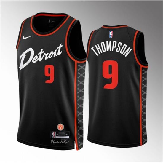 Men Detroit Pistons 9 Ausar Thompson Black 2023 24 City Edition Stitched Basketball Jersey