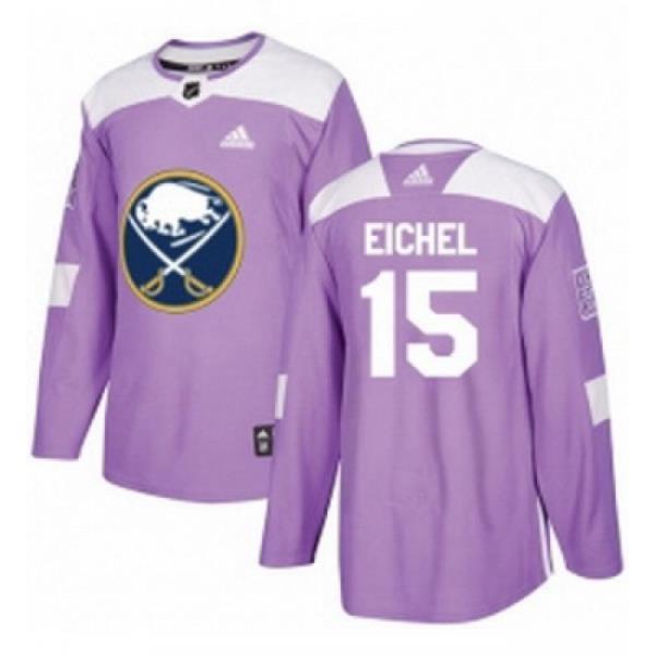 Youth Adidas Buffalo Sabres 15 Jack Eichel Authentic Purple Fights Cancer Practice NHL Jersey