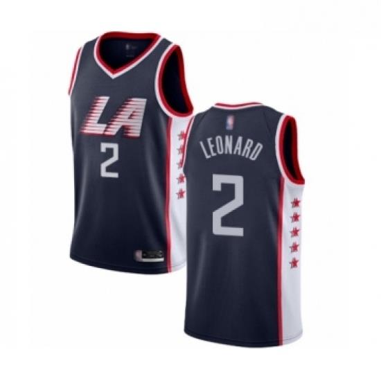 Youth Los Angeles Clippers 2 Kawhi Leonard Swingman Navy Blue Basketball Jersey City Edition