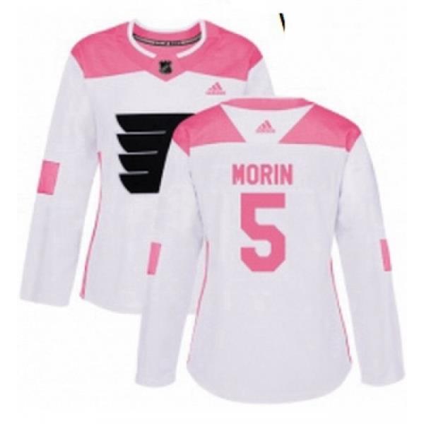 Womens Adidas Philadelphia Flyers 5 Samuel Morin Authentic WhitePink Fashion NHL Jersey