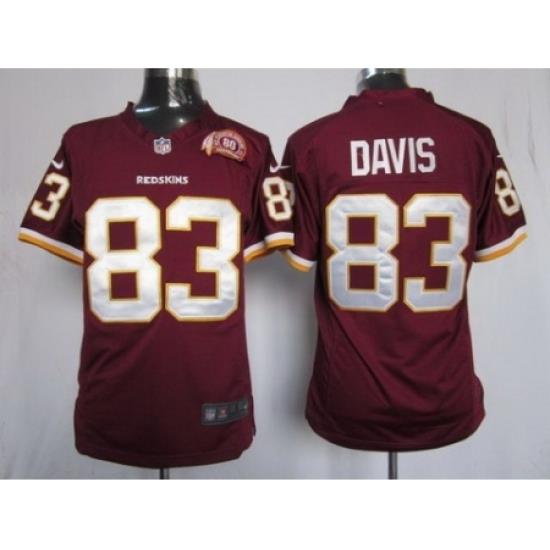 Nike Washington Redskins 83 Fred Davis Red Elite 80th Patch NFL Jersey
