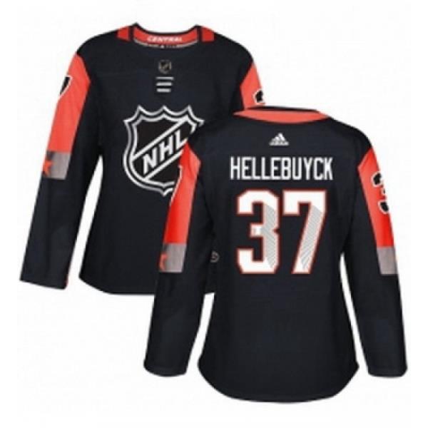 Womens Adidas Winnipeg Jets 37 Connor Hellebuyck Authentic Black 2018 All Star Central Division NHL Jersey