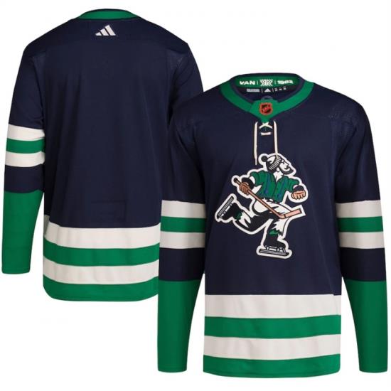 Men Vancouver Canucks Blank Navy 2022 Reverse Retro Stitched Jersey