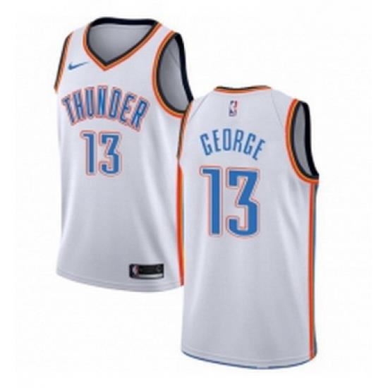 Youth Nike Oklahoma City Thunder 13 Paul George Swingman White Home NBA Jersey Association Edition
