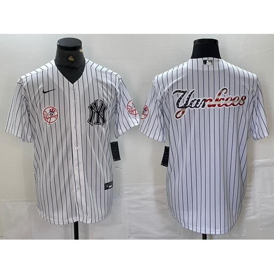 Men NeW York Yankees White Team Big Logo Cool Base Stitched Baseball Jersey 12