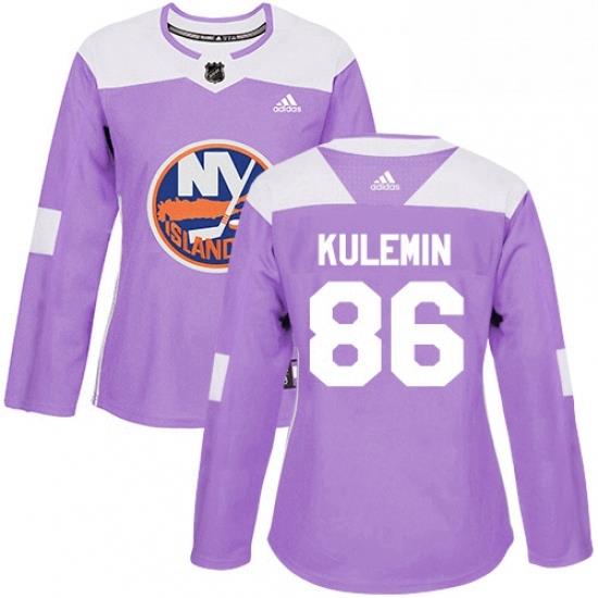Womens Adidas New York Islanders 86 Nikolay Kulemin Authentic Purple Fights Cancer Practice NHL Jersey
