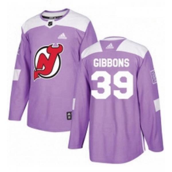 Youth Adidas New Jersey Devils 39 Brian Gibbons Authentic Purple Fights Cancer Practice NHL Jersey