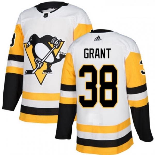 Youth Adidas Pittsburgh Penguins 38 Derek Grant Authentic White Away NHL Jersey