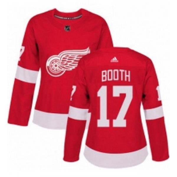 Womens Adidas Detroit Red Wings 17 David Booth Authentic Red Home NHL Jersey