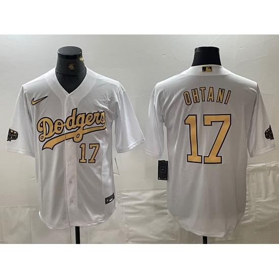 Men Los Angeles Dodgers 17 Shohei Ohtani Number White 2022 All Star Stitched Cool Base Nike Jerseys