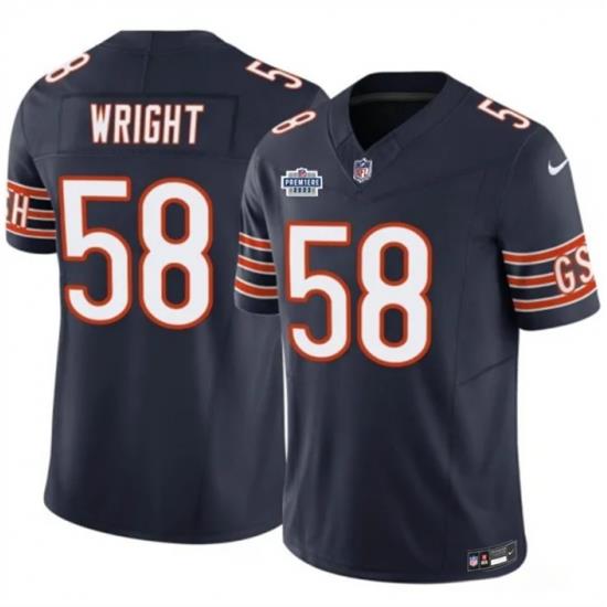 Men Chicago Bears 58 Darnell Wright Navy 2023 F U S E  With Prem1ere Patch Vapor Untouchable Limited Stitched Football Jersey