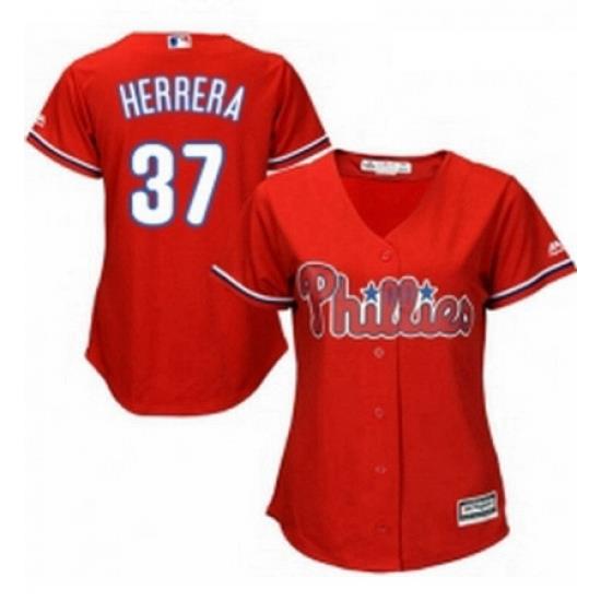 Womens Majestic Philadelphia Phillies 37 Odubel Herrera Replica Red Alternate Cool Base MLB Jersey