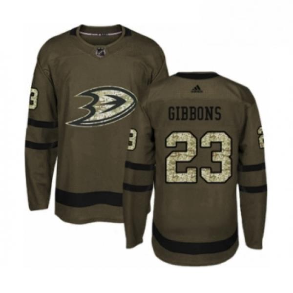 Mens Adidas Anaheim Ducks 23 Brian Gibbons Authentic Green Salute to Service NHL Jersey