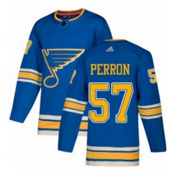 Mens Adidas St Louis Blues 57 David Perron Blue Alternate Authentic Stitched NHL Jersey
