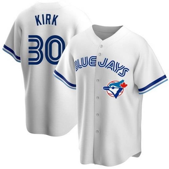 Men Nike Toronto Blue Jays #30 Alejandro Kirk White Home Stitched Cool Base Player Jersey