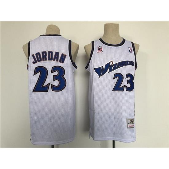 Men Washington Wizards 23 Michael Jordan White Throwback Stitched Jersey