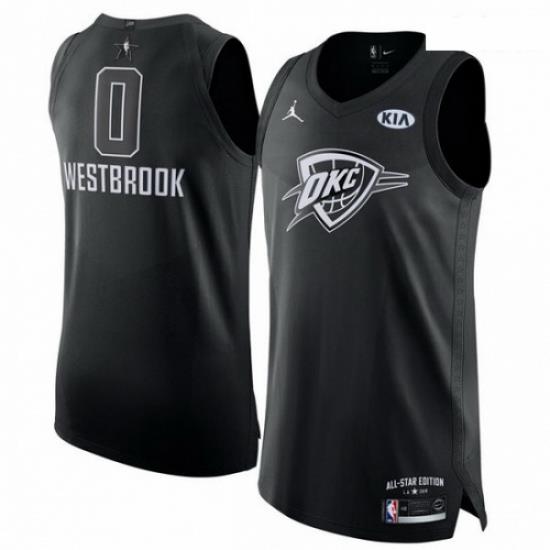 Mens Nike Jordan Oklahoma City Thunder 0 Russell Westbrook Authentic Black 2018 All Star Game NBA Jersey