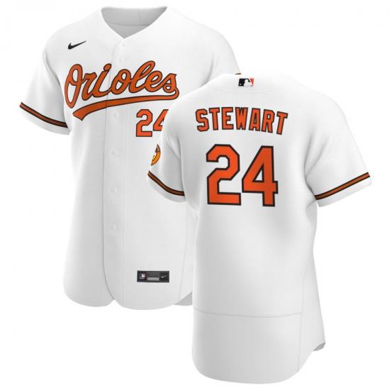 Men Baltimore Orioles 24 DJ SteWart Men Nike White Home 2020 Flex Base Player MLB Jersey