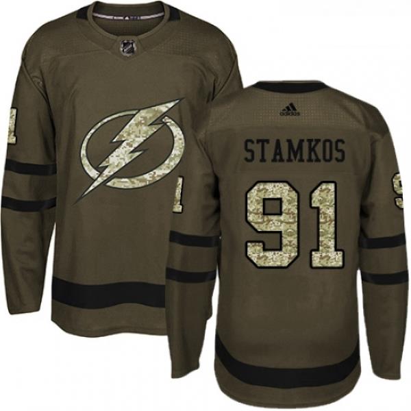 Youth Adidas Tampa Bay Lightning 91 Steven Stamkos Authentic Green Salute to Service NHL Jersey