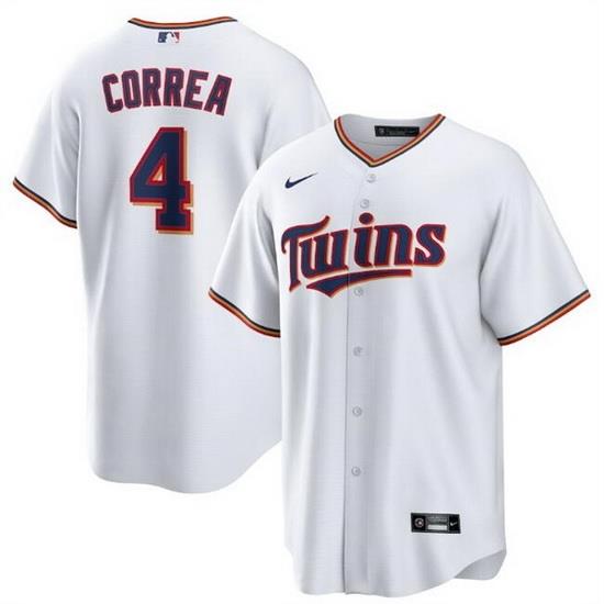 Men Minnesota TWins 4 Carlos Correa White Cool Base Stitched jersey