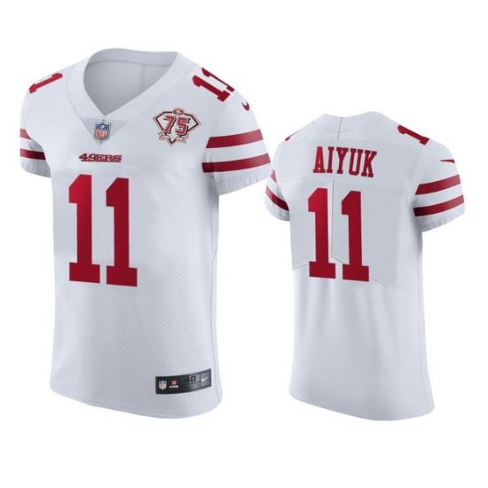 Nike San Francisco 49ers 11 Brandon Aiyuk White Men 75th Anniversary Stitched NFL Vapor Untouchable Elite Jersey