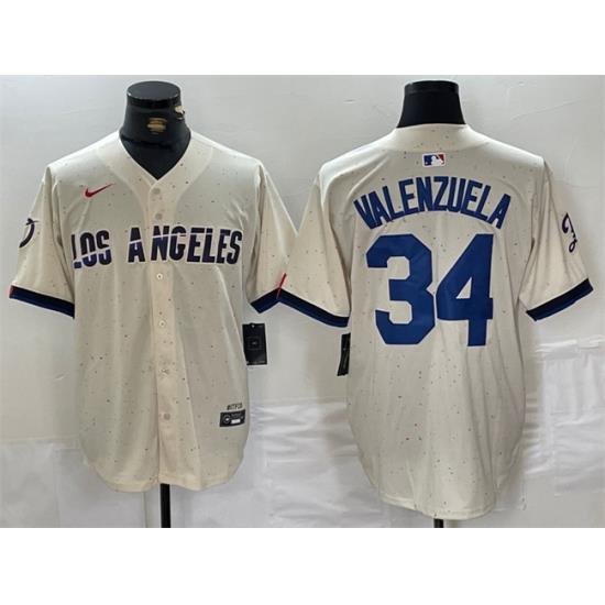 Men Los Angeles Dodgers 34 Toro Valenzuela Cream Stitched Baseball Jersey