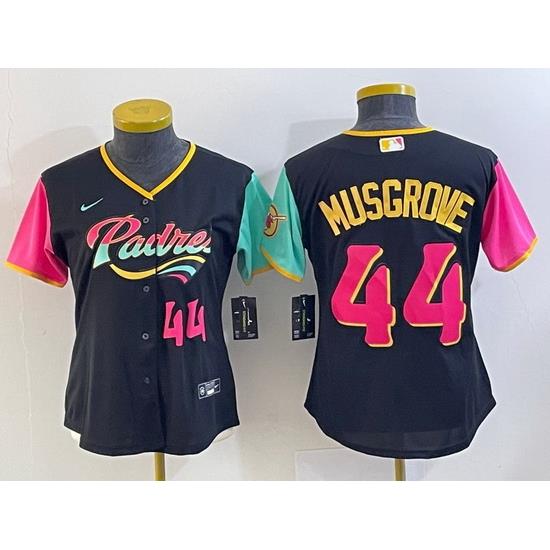 Women San Diego Padres 44 Joe Musgrove Black City Connect With Patch Stitched Baseball Jersey