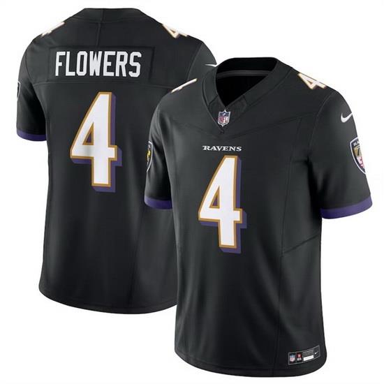 Men Baltimore Ravens 4 Zay Flowers Black 2023 F U S E  Vapor Limited Football Jersey