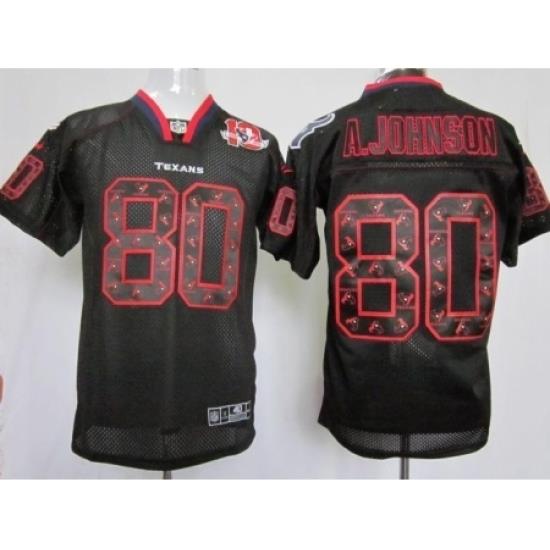Nike Houston Texans 80 Andre Johnson Black Elite Lights Out W 10th Patch NFL Jersey