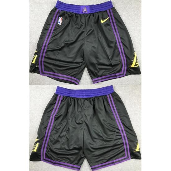 Men Los Angeles Lakers Black Shorts  28Run Small 29
