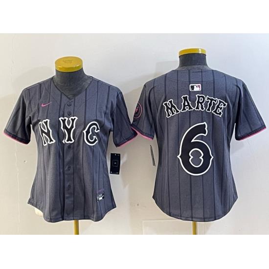 Women New York Mets Graphite 2024 City Connect Limited Stitched Baseball Jersey 1