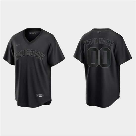 Men Houston Astros Active Player Custom Black Pitch Black Fashion Replica Stitched Jersey